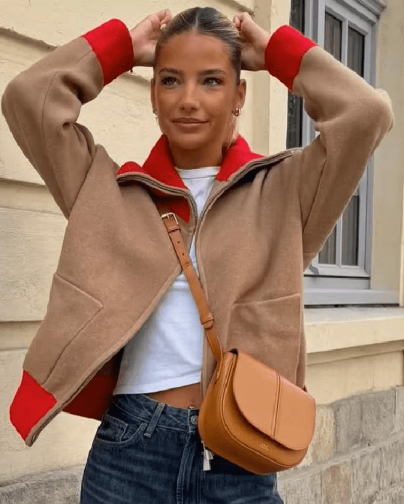 SOKYND Anne Wide Ribbed Collar Color Blocked Cardigan CardiganSOKYND-500887-S-OS-22007S