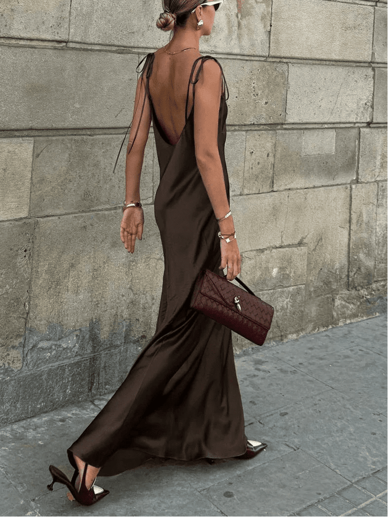 SOKYND Antonia Backless Satin Maxi Dress DressS