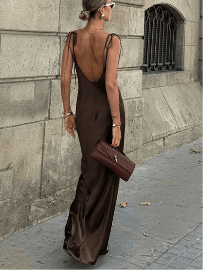 SOKYND Antonia Backless Satin Maxi Dress DressS