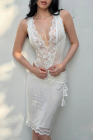 Audrey Lace Trim Tie Back Skirt Set