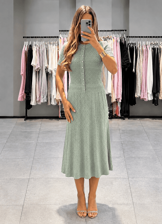 SOKYND Brynn Half Button Knitted Midi Dress DressesSOKYND-785431-MIN-XS-22807Mint GreenXS