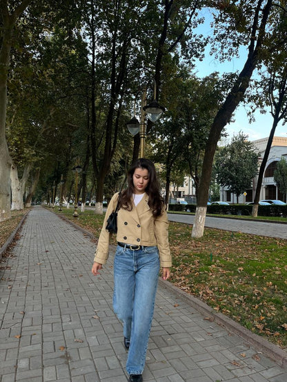 SOKYND Carmen Cropped Double Breasted Trench Coat CoatSOKYND-670935-BEI-XS-49303BeigeXS