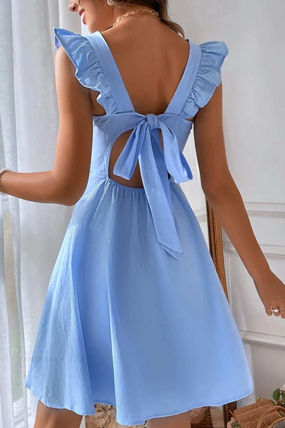 SOKYND Carmen Ruffle Tie-Back Mini Dress DressSOKYND-149015-LIG-S-84951Light BlueS