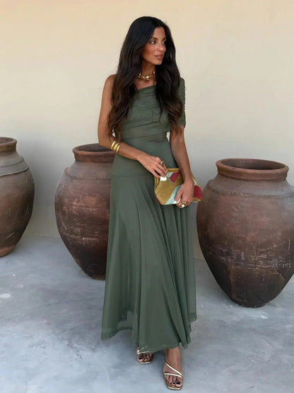 SOKYND Celeste Off-Shoulder Ruched Maxi Dress DressSageS