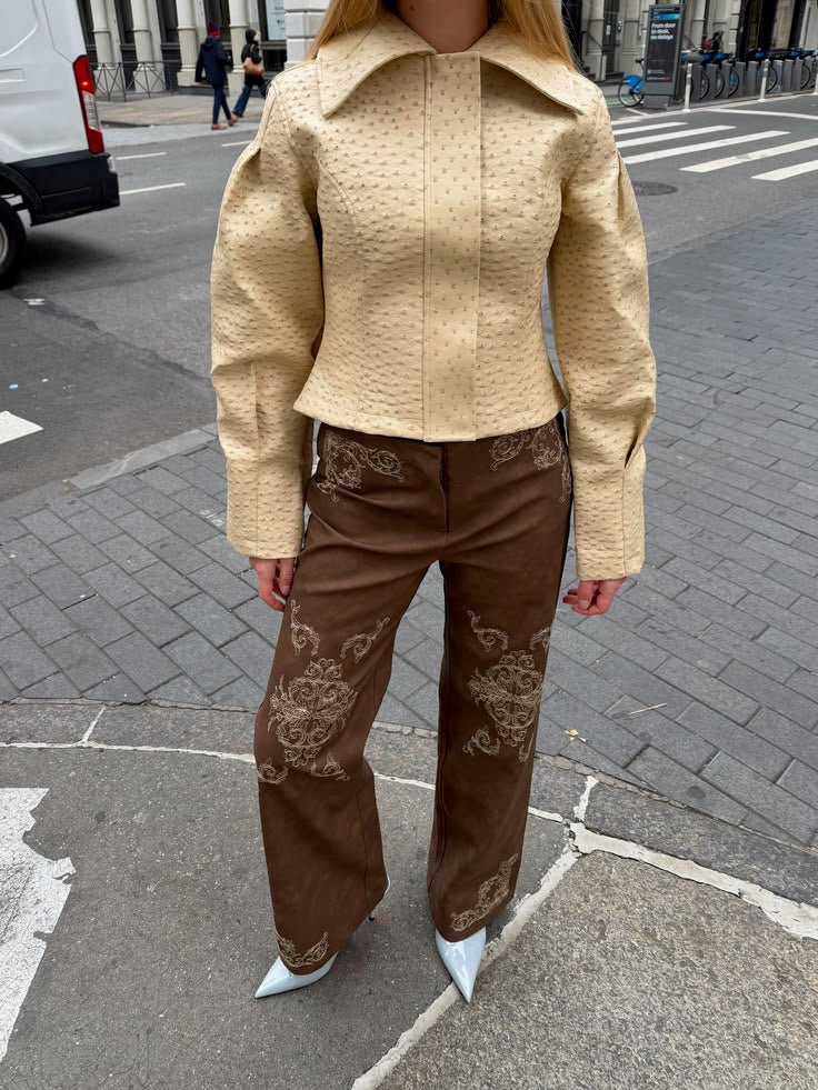 SOKYND Celeste Ostrich Faux Leather Jacket Coats & Jackets