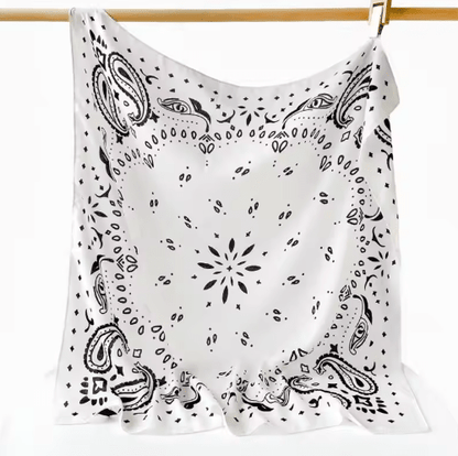 SOKYND Celeste Paisley Knitted Bandana Scarf AccessoriesWhiteOne Size