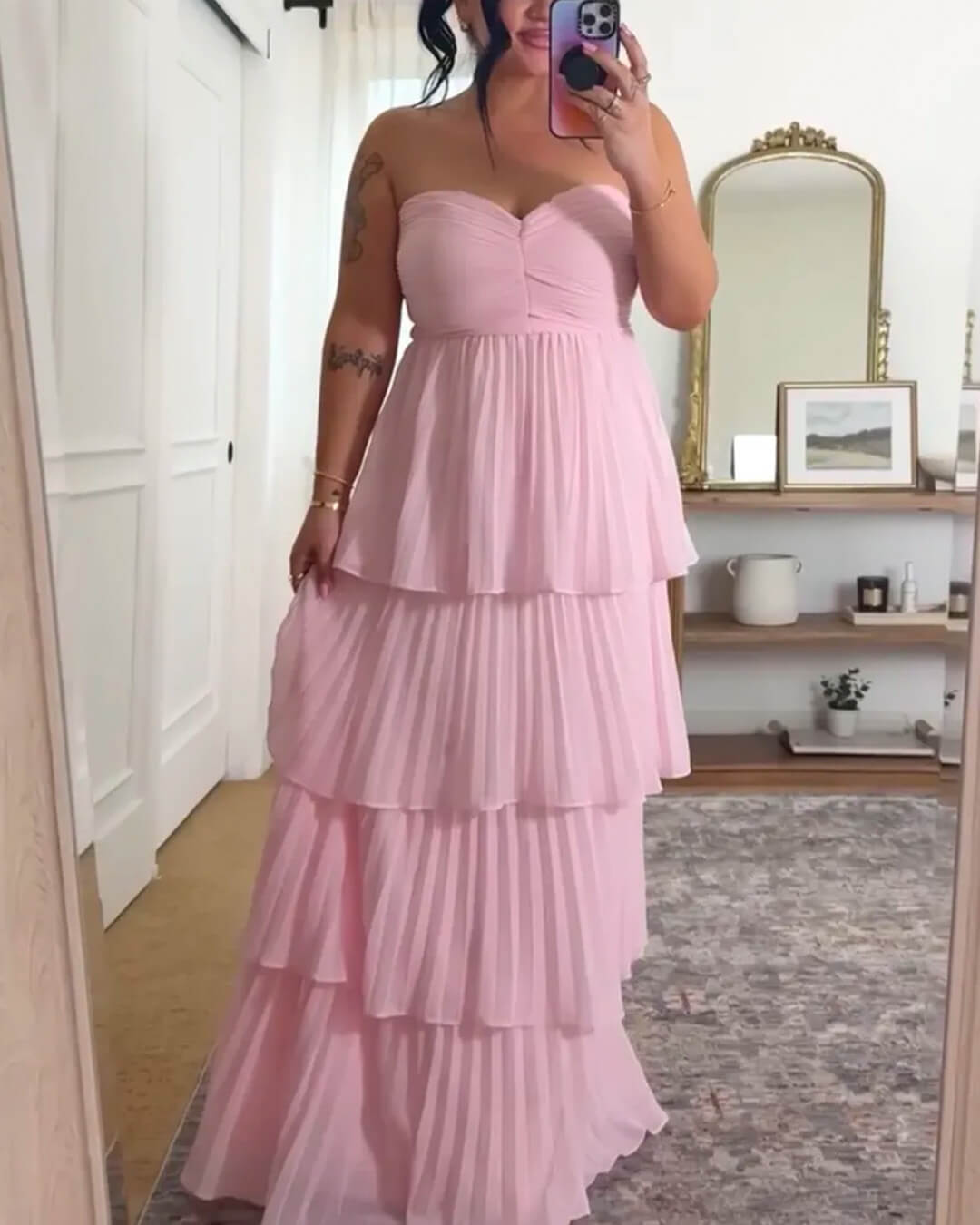 SOKYND Celeste Strapless Pleated Tiered Maxi Dress DressesXS