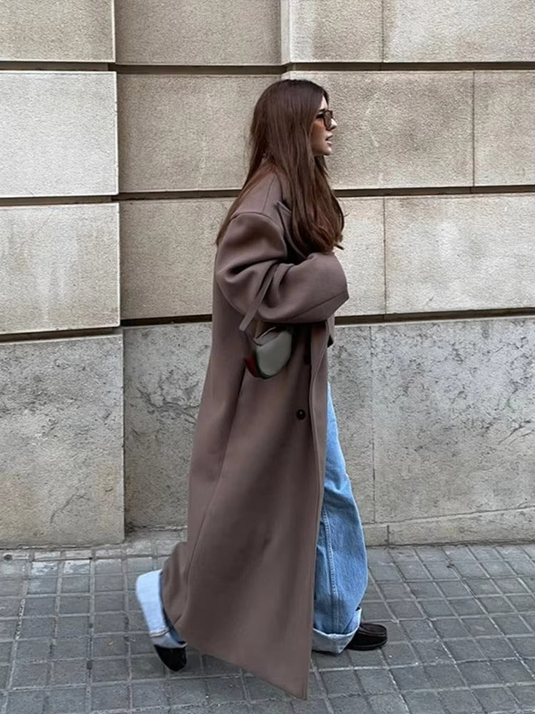 SOKYND Charlene Maxi Coat Coats & JacketsOq1767625273833385177BrownM