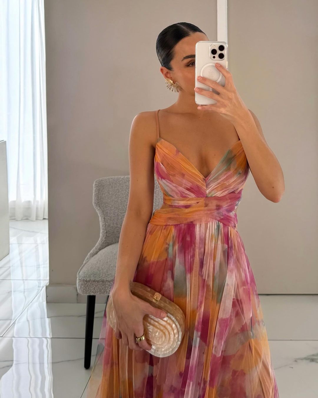 SOKYND Cloe Floral Tulle Maxi Dress DressSOKYND-727703-ORA-S-36375OrangeS
