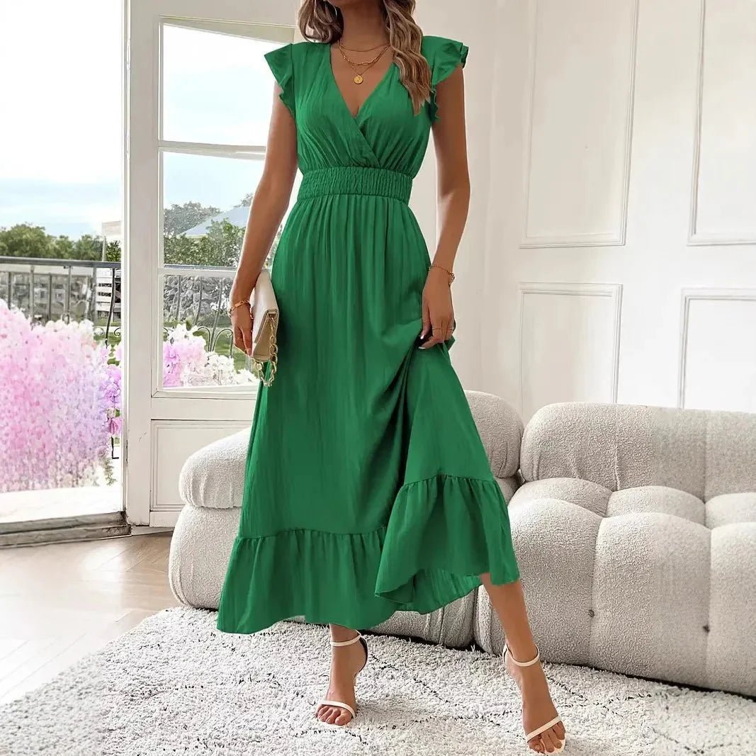 SOKYND Dahlia V-Neck Ruffle Swing Dress DressesSOKYND-143767-BLA-S-09655BlackS