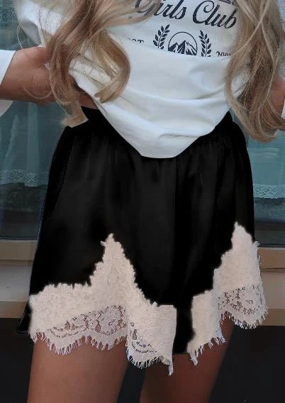 SOKYND Danica Satin Silk Lace Shorts BottomsPj1772777205923394211Dark Blue white laceS