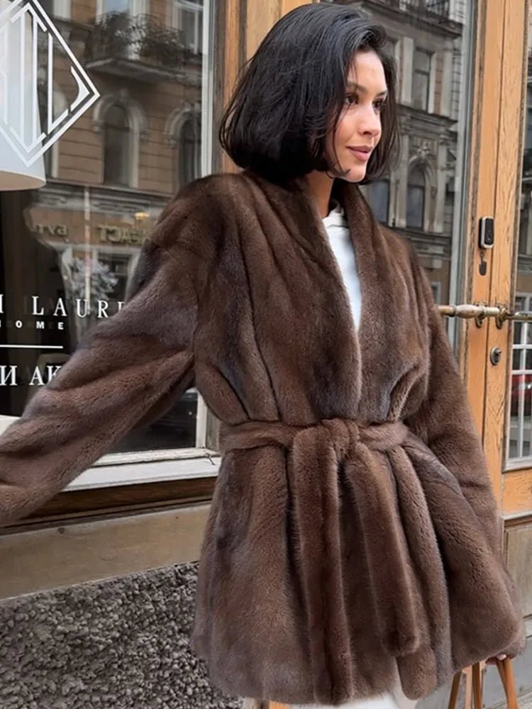SOKYND Daniela Belted Faux Fur Jacket JacketSOKYND-397911-L-OS-15991L