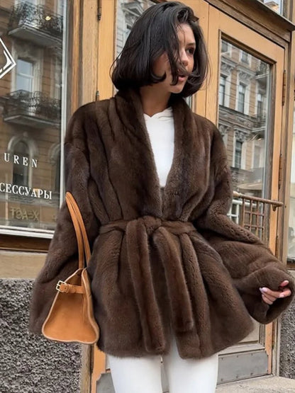 SOKYND Daniela Belted Faux Fur Jacket JacketSOKYND-397911-L-OS-15991L