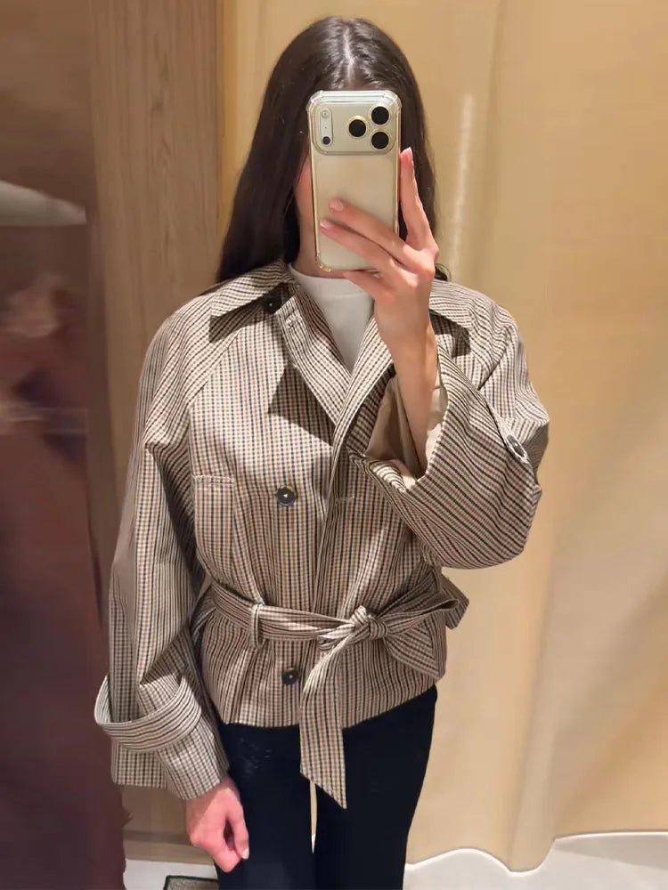SOKYND Daniela Plaid Belted Trench Coat CoatSOKYND-117079-L-OS-74647L