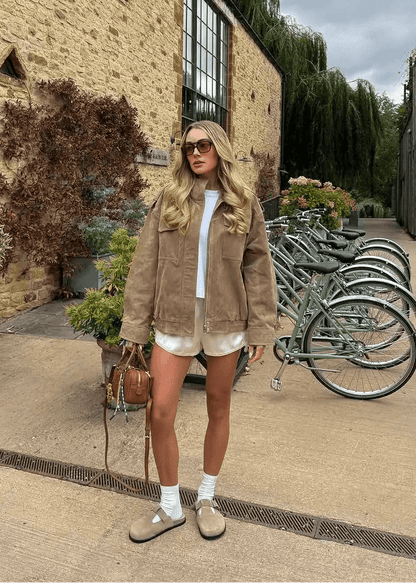 SOKYND Delphine High - Neck Suede Jacket Coats & JacketsSandM