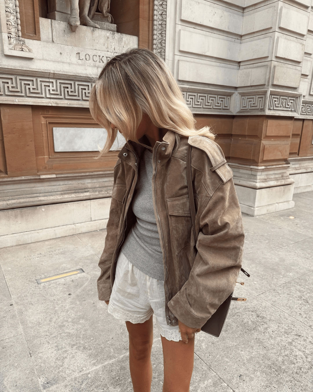 SOKYND Delphine High - Neck Suede Jacket Coats & JacketsSandXS