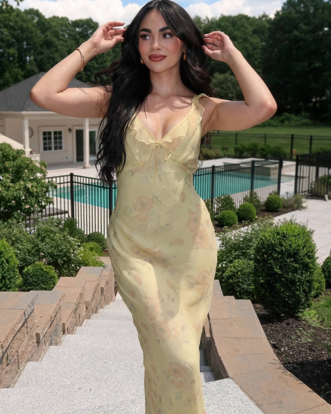 SOKYND Diana Floral Print Plunge Maxi Dress Dresses1005008832364106-;rf1773325641332446061YellowS