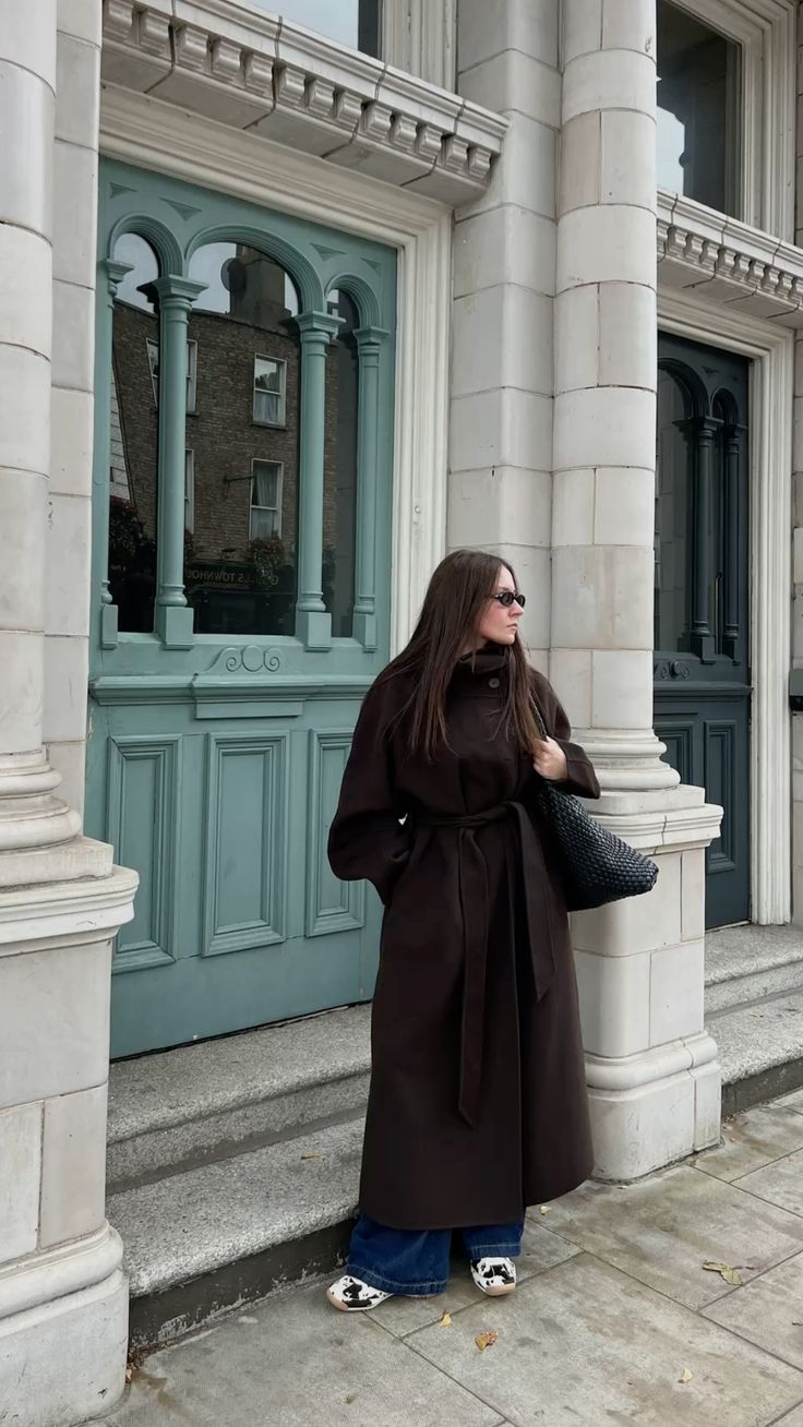 SOKYND Dolly Long Belted High Collar Coat Coats & JacketsBrownM