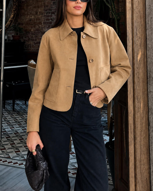 SOKYND Edie Faux Suede Cropped Jacket JacketSOKYND-211159-S-OS-52855S