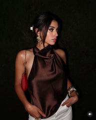 Top in raso Elaine halter schiena nuda