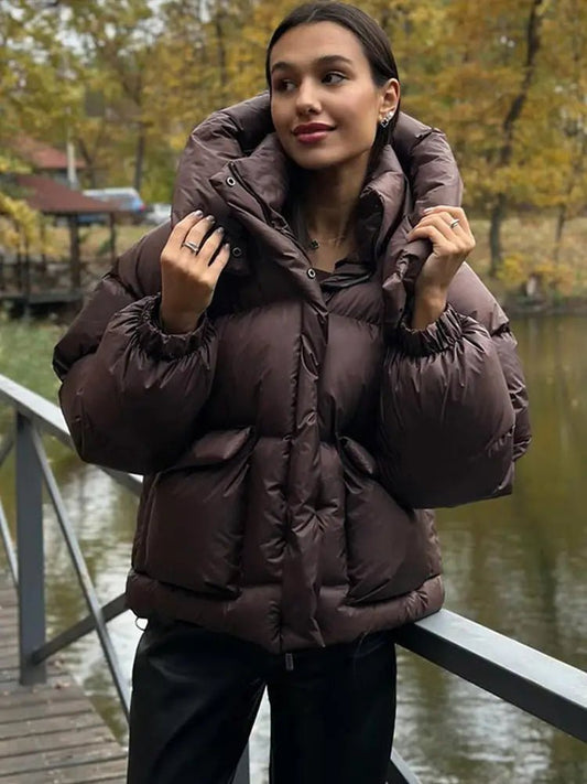 SOKYND Emilia Hooded Puffer Jacket JacketSOKYND-956119-BRO-M-30167BrownM