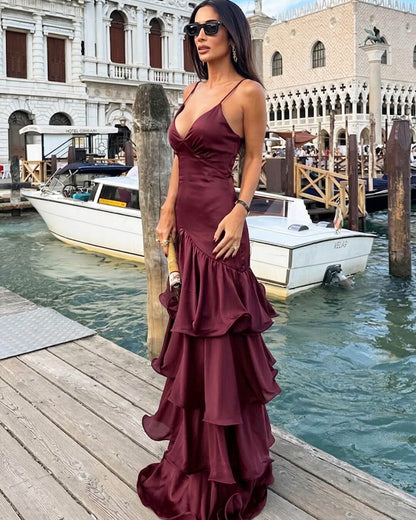 SOKYND Eve Ruffled Sling Evening Dress DressSOKYND-788759-PUR-S-72023MaroonS