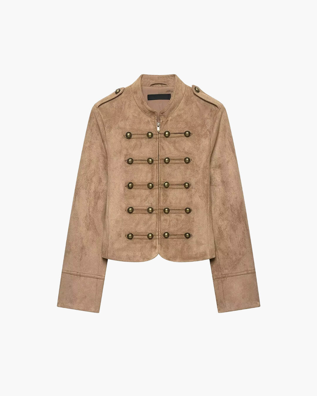 SOKYND Evelyn Faux Suede Napoleon Slim Jacket JacketSOKYND-016983-BRO-XS-73527BrownXS