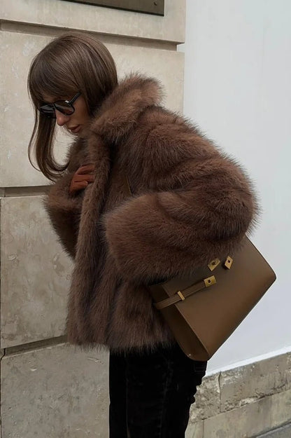 SOKYND Gillian Faux Fur Short Coat Coats & JacketsxI1767625273834129470SBrown