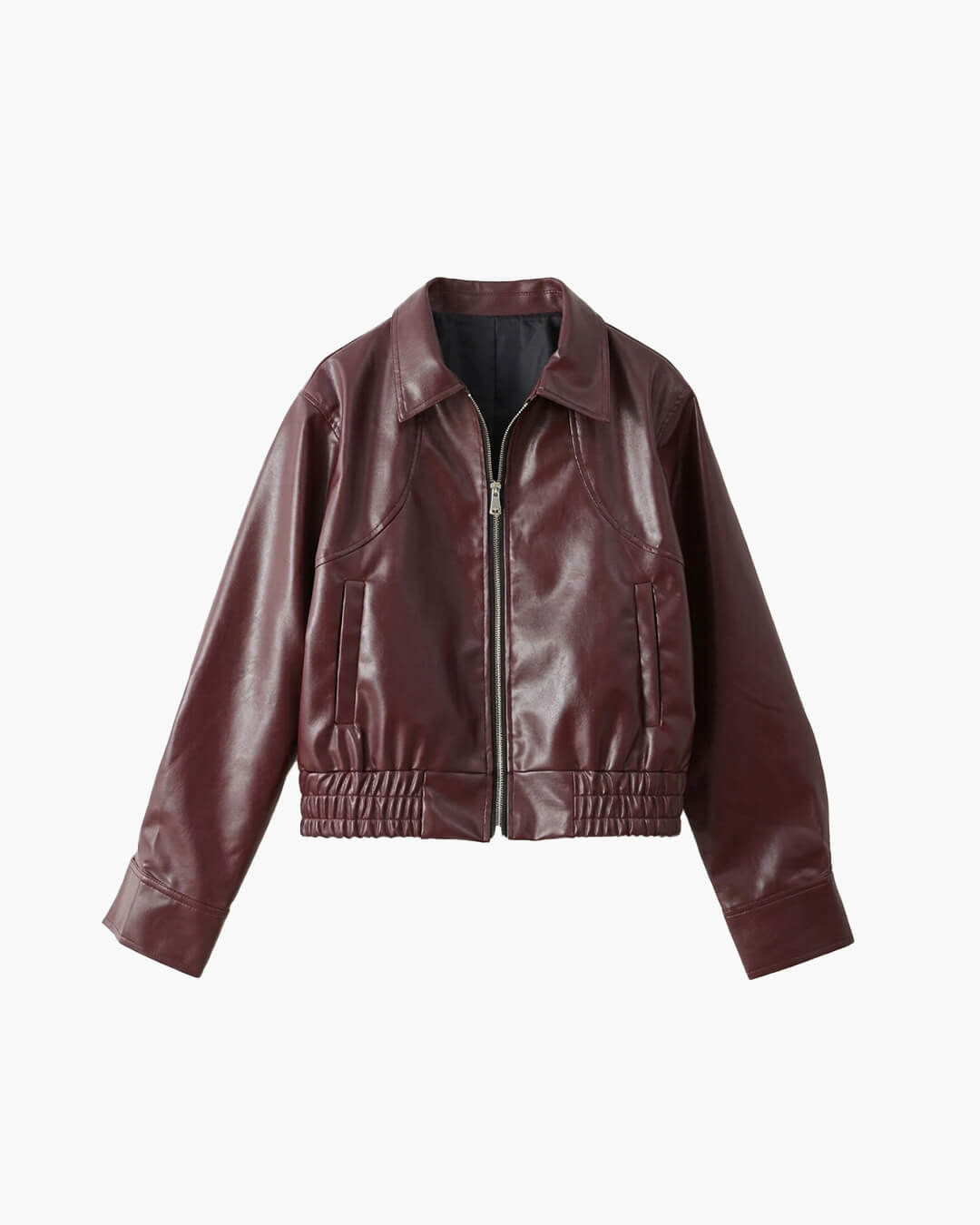 SOKYND Hannah Faux Leather Lapel Jacket JacketSOKYND-120407-WIN-S-51159WineS