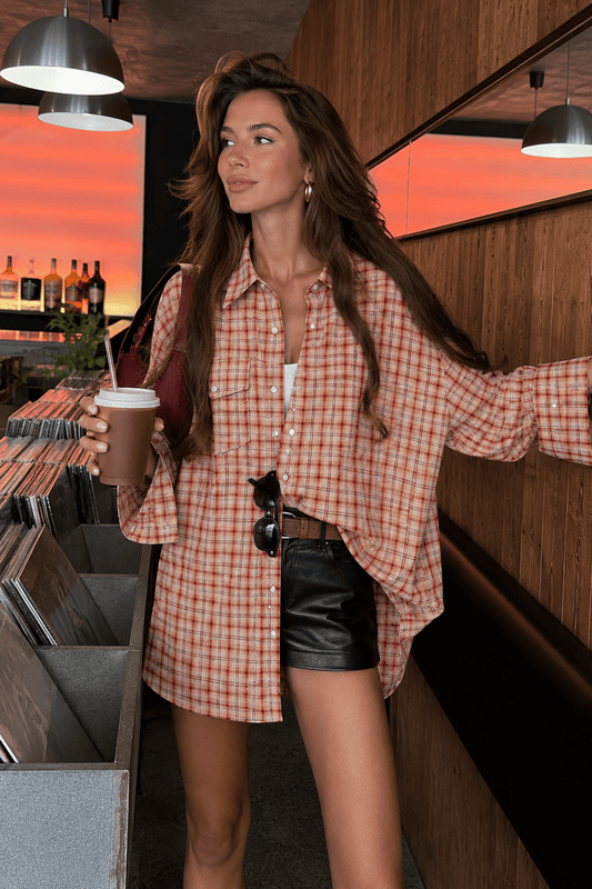 Helen Oversized Plaid Shirt Blouse