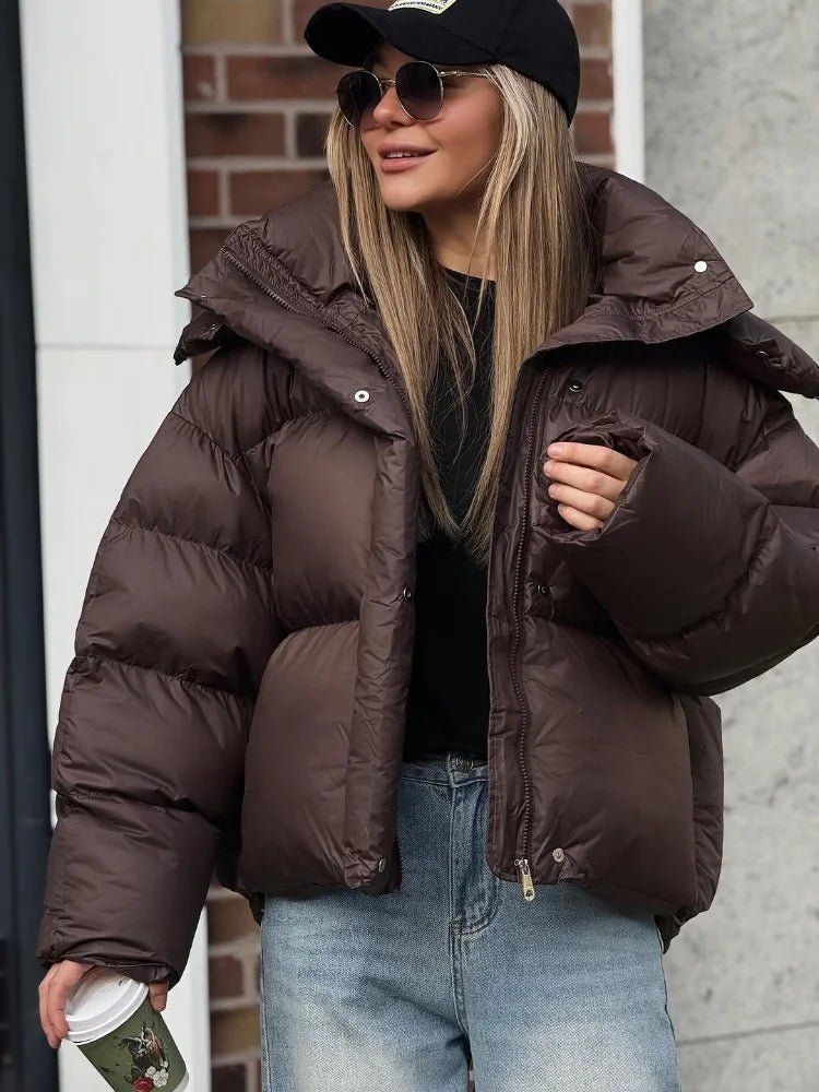 SOKYND Jaliyah Short Hooded Puffer Jacket Coats & JacketsFN1767356248750152322BrownM