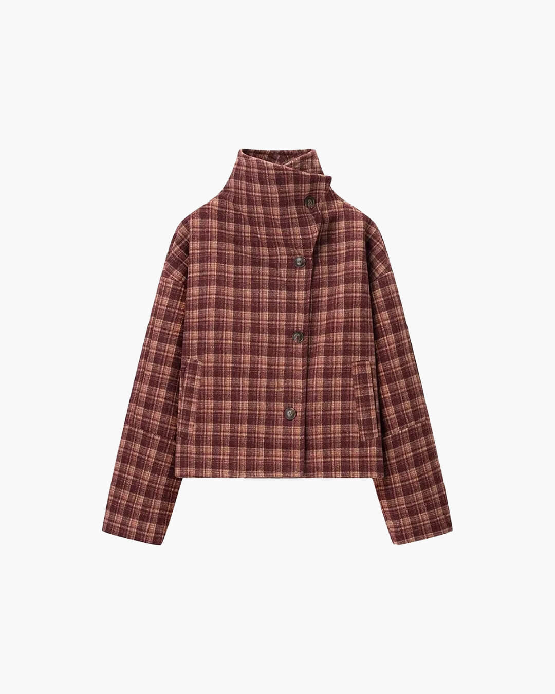 SOKYND Jane Plaid Stand Collar Coat CoatSOKYND-608023-S-OS-44951S