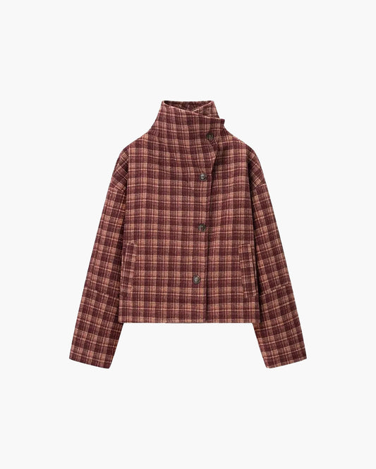 Jane Plaid Stand Collar Coat
