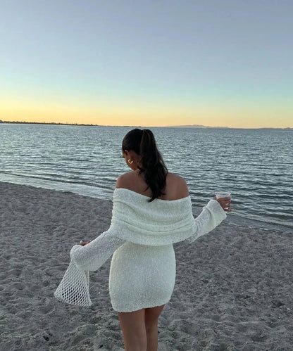 SOKYND Jasmine Off-Shoulder Bodycon Knit Dress DressSOKYND-137175-WHI-XS-04407WhiteXS