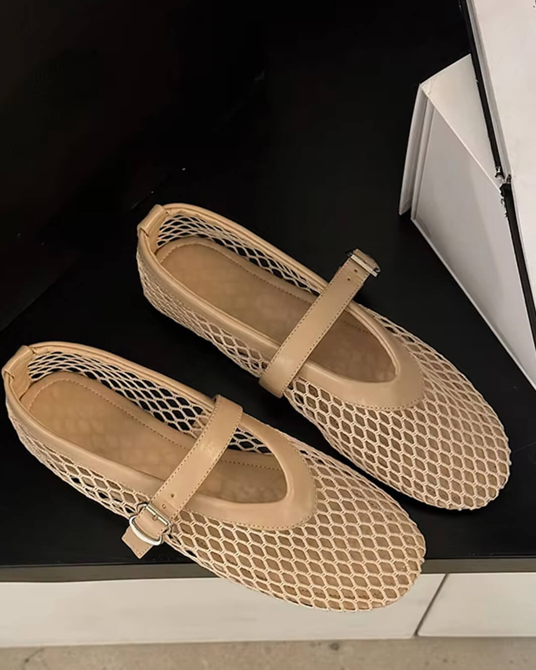 SOKYND Jessica Mesh Ballet Flats ShoesBurgundy36