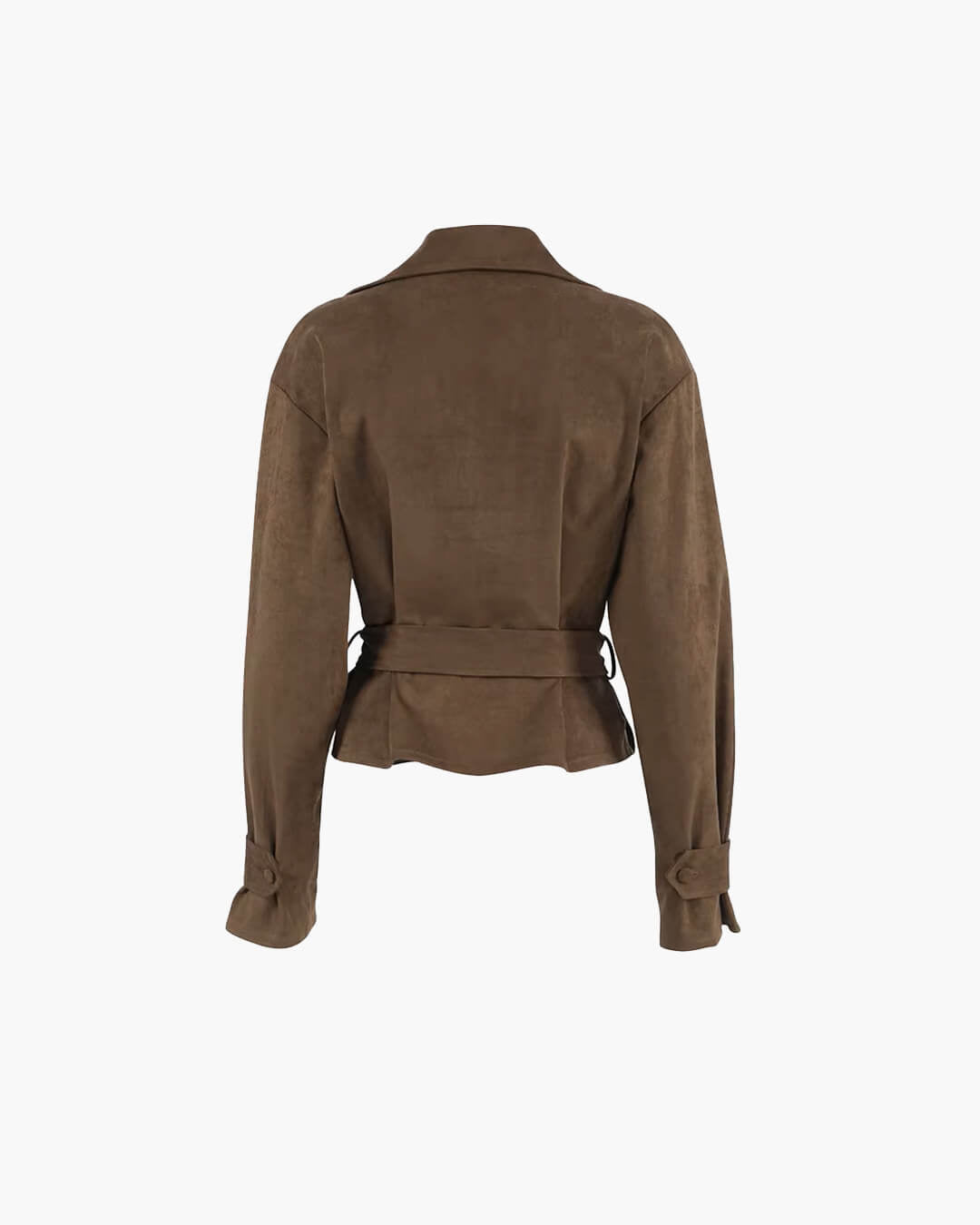 SOKYND Joanna Faux Suede Belted Wrap Jacket JacketSOKYND-270231-BRO-M-90455BrownM