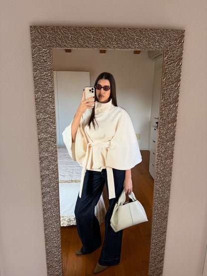 SOKYND Jocelyn Elegant High - Neck Belted Cape Jacket Coats & JacketspV1767625273839439065BlackM