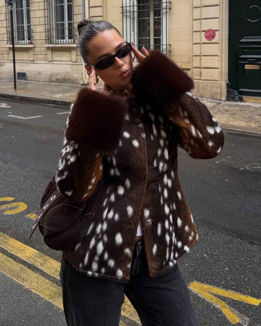 SOKYND Kate Stand Collar Faux Fur Bambi Jacket JacketSOKYND-915671-L-OS-34839L