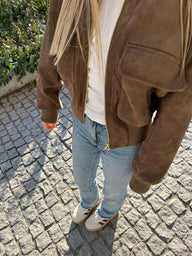 Kelly Faux Suede Bomber Jacket
