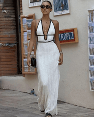 Kelly Lace Up Halter Maxi Dress
