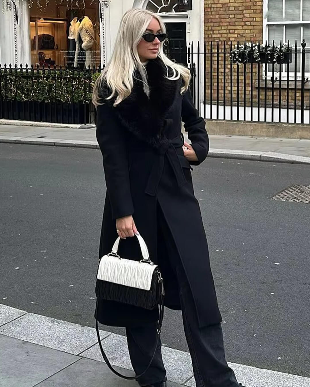 SOKYND Kirsty Faux Fur Collar Maxi Coat Coats & JacketsVt1767625273835803534BlackL