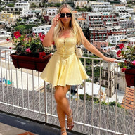Lara Retro Plunge Mini Dress