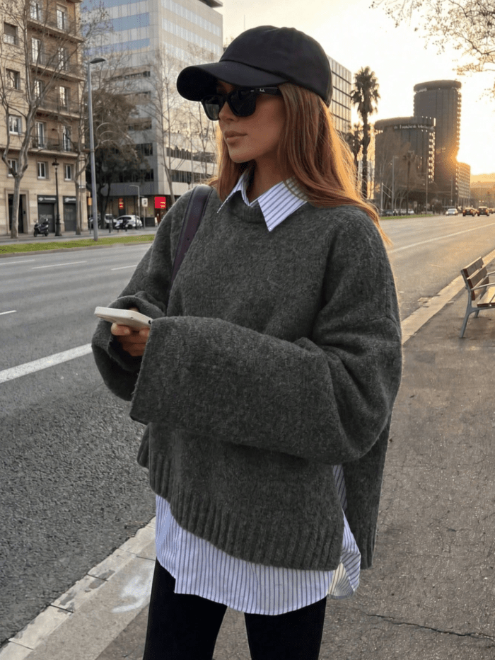 SOKYND Lara Ribbed Knit Sweater SweaterSOKYND-480535-S-GREY-96663GreyOne Size
