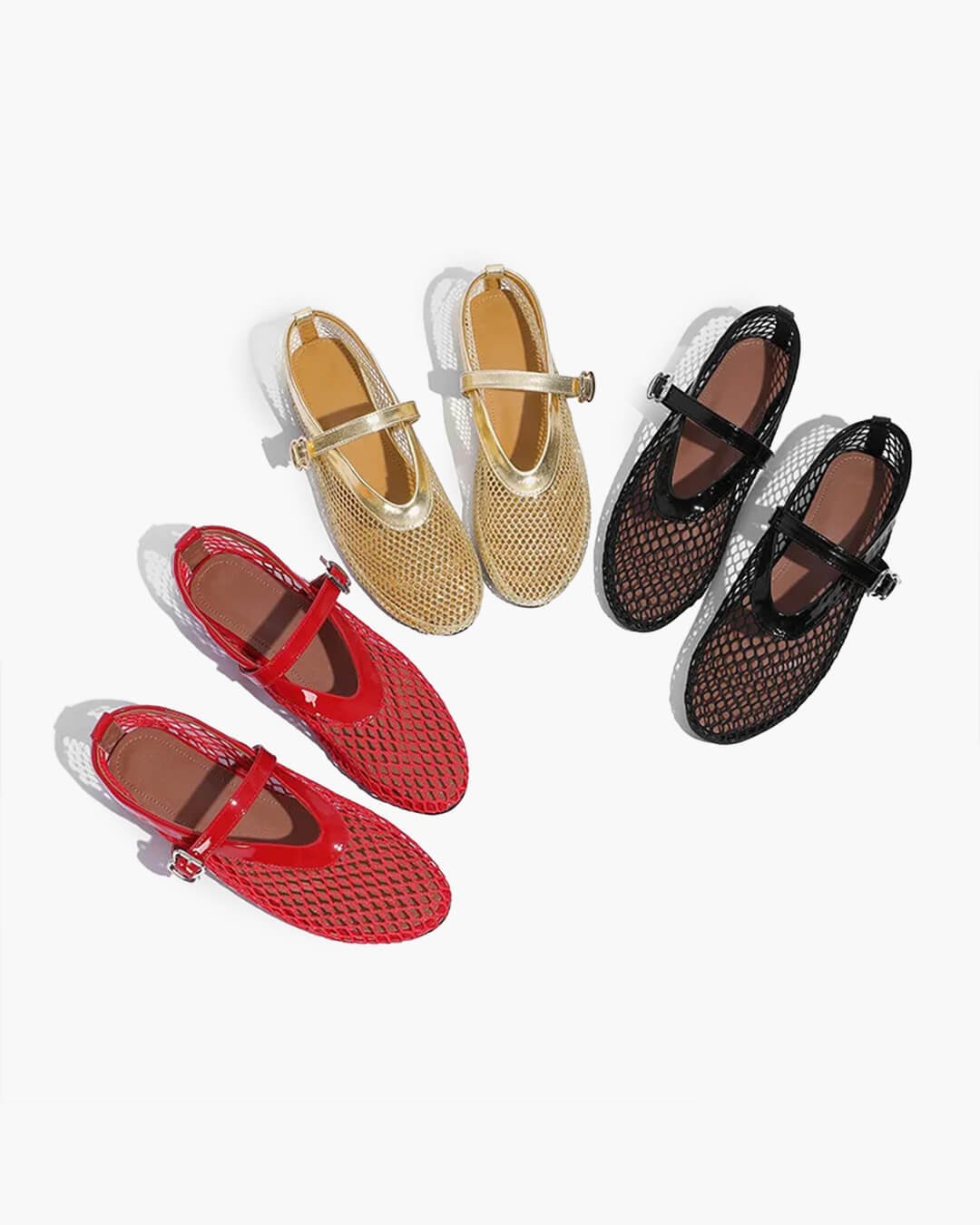 SOKYND Laura Mesh Ballet Flats ShoesRed35