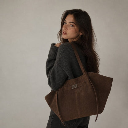 SOKYND Leah Bat-Wing Suede Tote Bag BagSOKYND-856471-BRO-OS-95767Brown