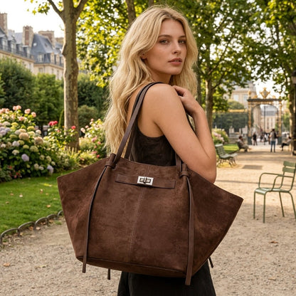 SOKYND Leah Bat-Wing Suede Tote Bag BagSOKYND-856471-BRO-OS-95767Brown