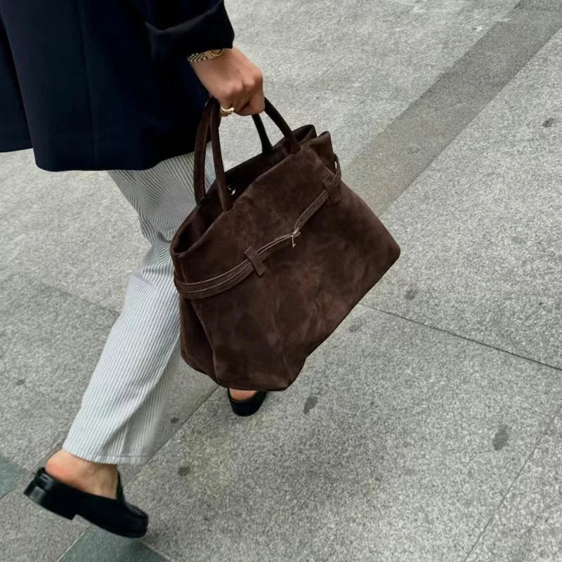 SOKYND Leah Frosted Suede Tote Bag BagSOKYND-958679-KFS-OS-23735Dark Brown