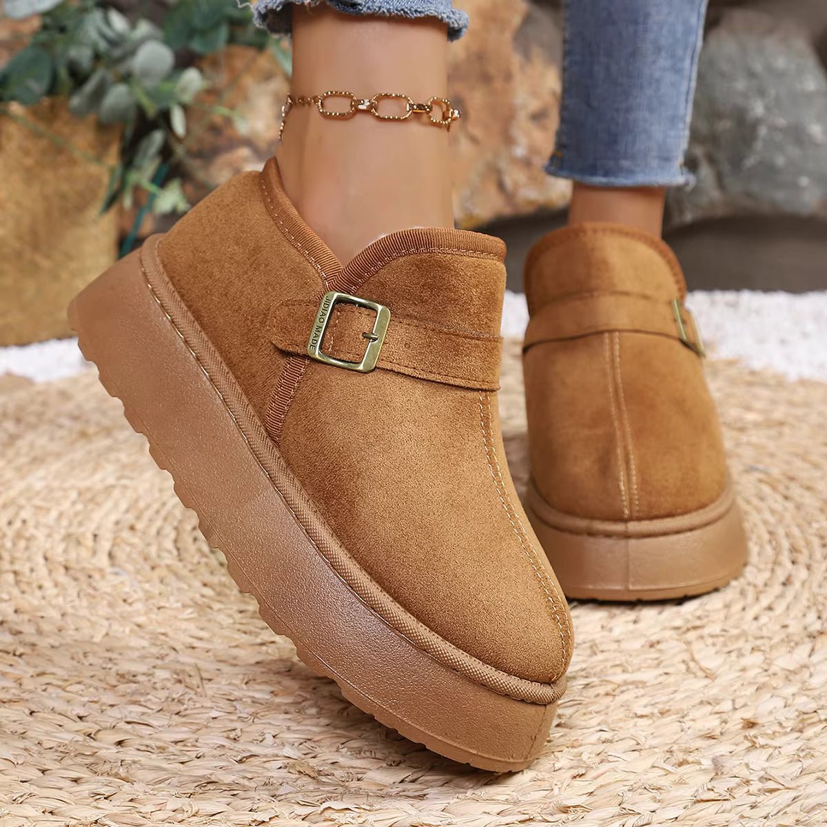 SOKYND Lena Slip-On Suede Platform Ankle Booties ShoesSOKYND-016215-ORA-40-23767Camel40