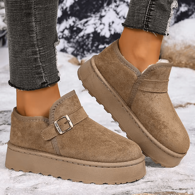 SOKYND Lena Slip-On Suede Platform Ankle Booties ShoesSOKYND-016215-BRO-36-54839Taupe36