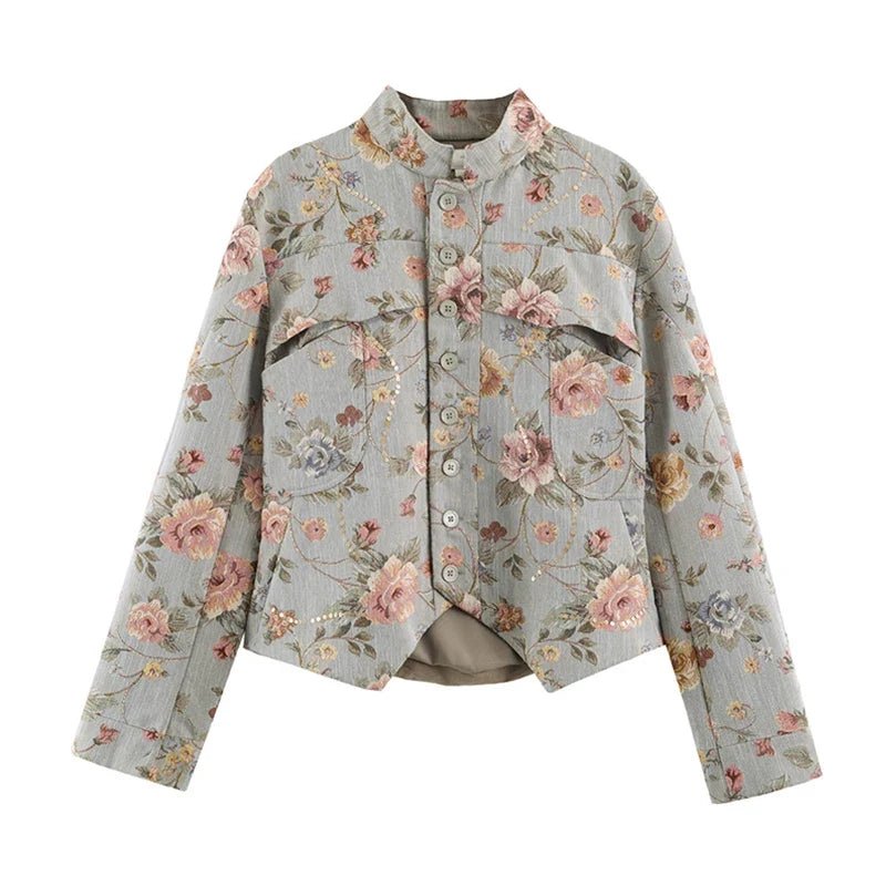 SOKYND Lily Vintage Jacquard Cropped Jacket JacketSOKYND-319063-XS-OS-60375XS
